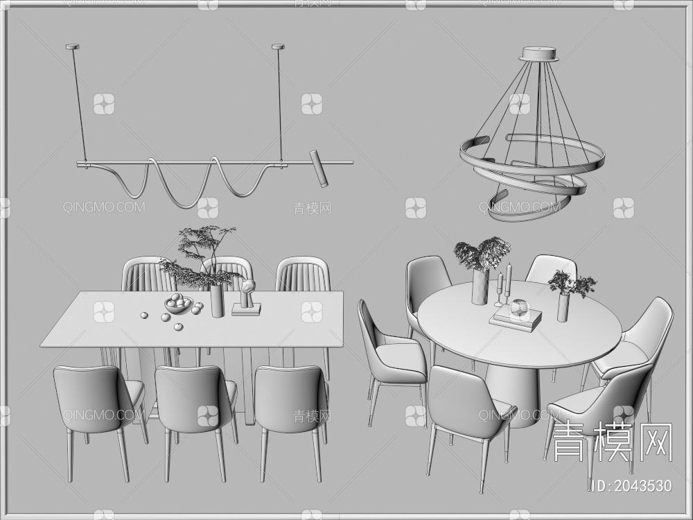 餐桌餐椅组合 家具3D模型下载【ID:2043530】