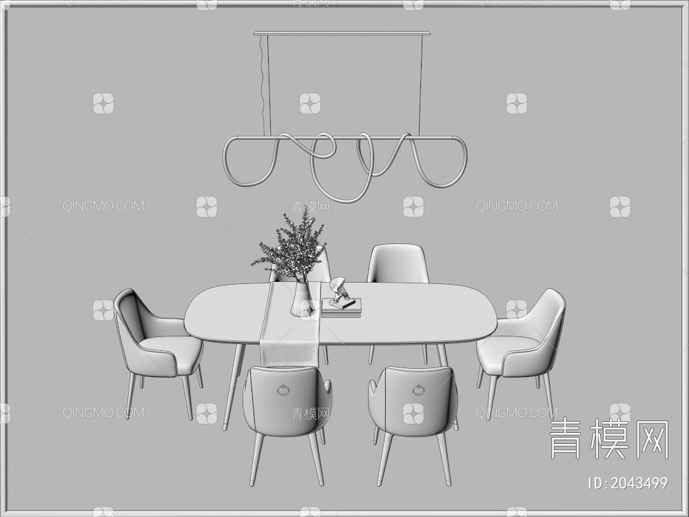 餐桌餐椅组合 家具3D模型下载【ID:2043499】