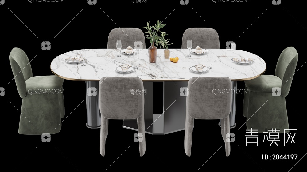 家具 餐桌餐椅组合3D模型下载【ID:2044197】