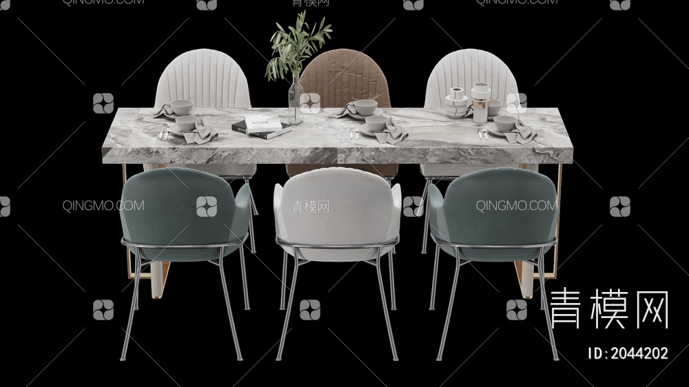 家具 餐桌餐椅组合3D模型下载【ID:2044202】