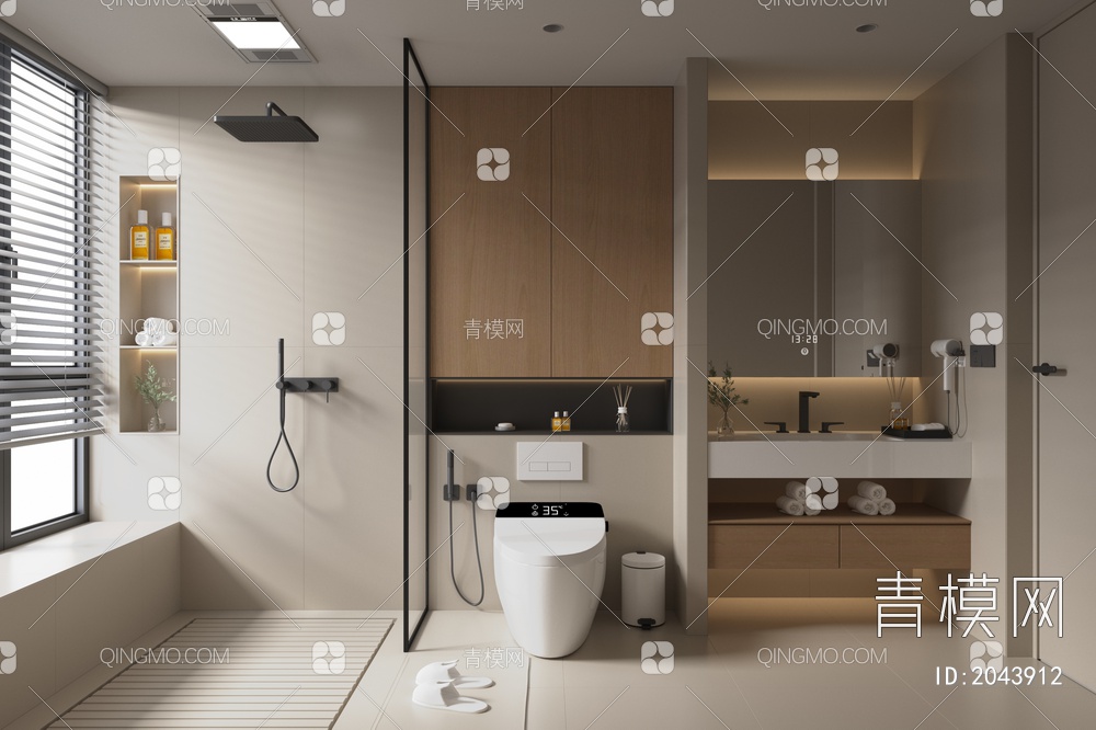 卫生间 洗手间 浴室SU模型下载【ID:2043912】