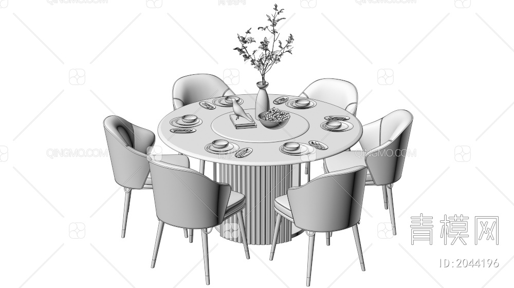 家具 餐桌餐椅组合3D模型下载【ID:2044196】