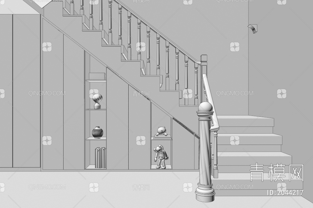 扶手楼梯间3D模型下载【ID:2044217】