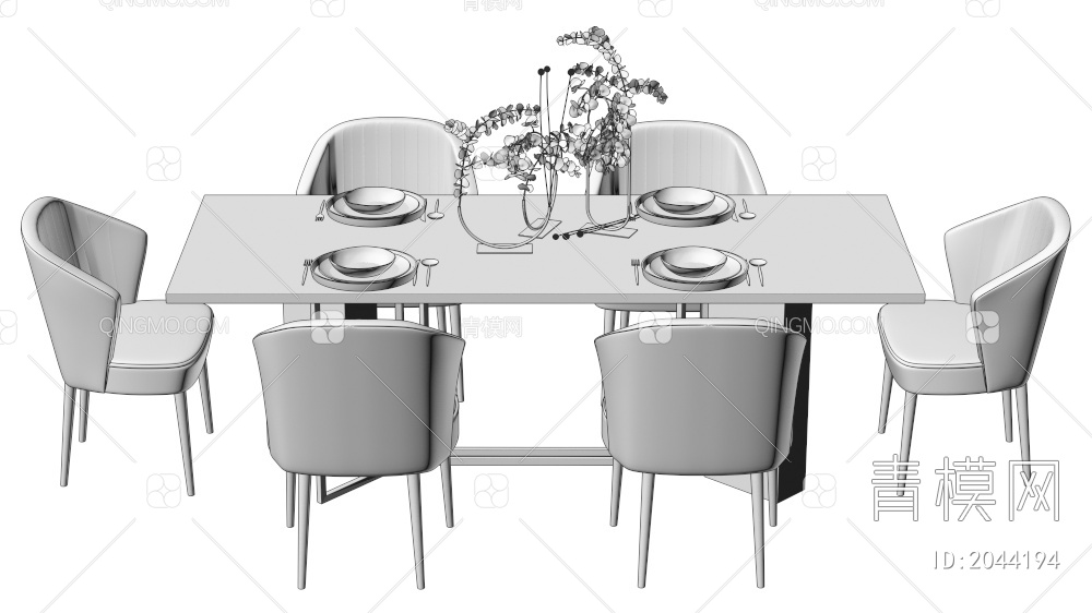 家具 餐桌餐椅组合3D模型下载【ID:2044194】