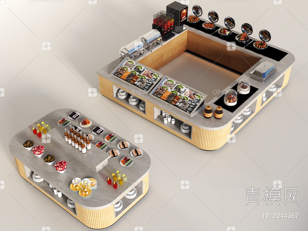 自助餐台 酒店餐台3D模型下载【ID:2044367】