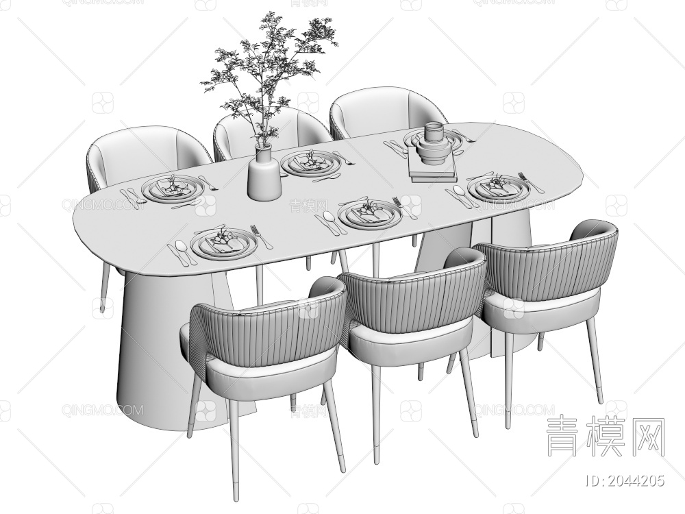 家具 餐桌餐椅组合3D模型下载【ID:2044205】