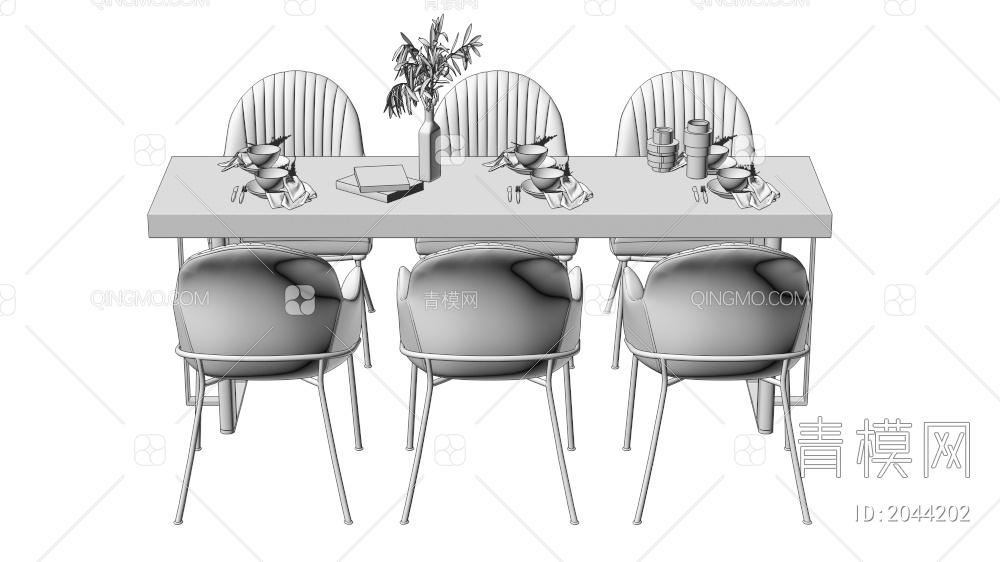 家具 餐桌餐椅组合3D模型下载【ID:2044202】