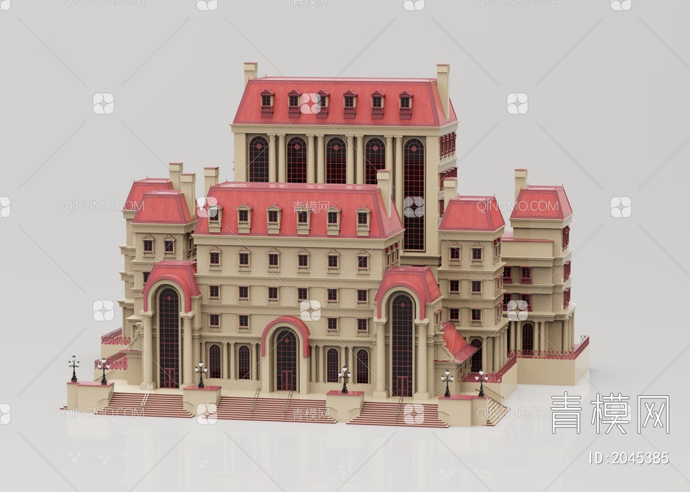 建筑 别墅酒店3D模型下载【ID:2045385】