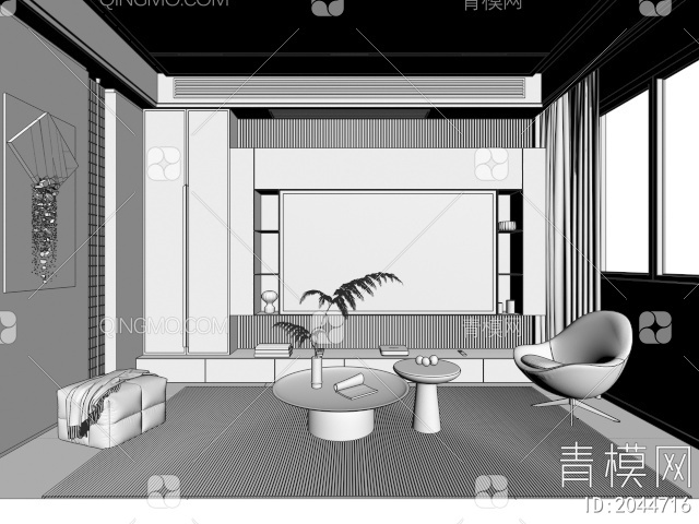 客餐厅 沙发组合 餐桌组合3D模型下载【ID:2044716】