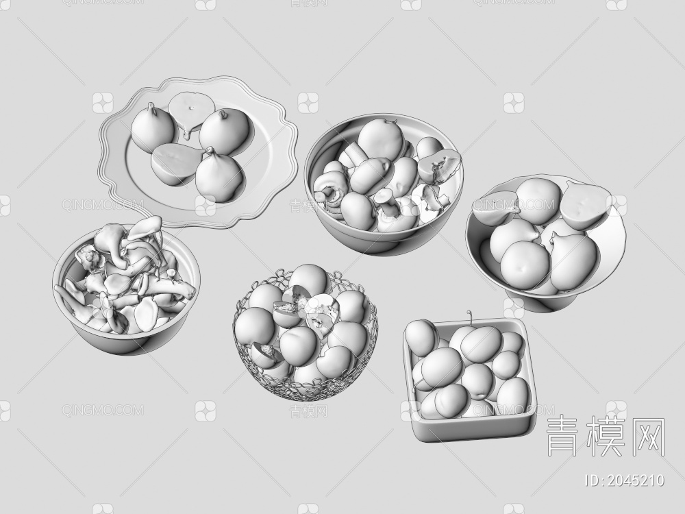 蘑菇 西梅 无花果 水果 食物3D模型下载【ID:2045210】