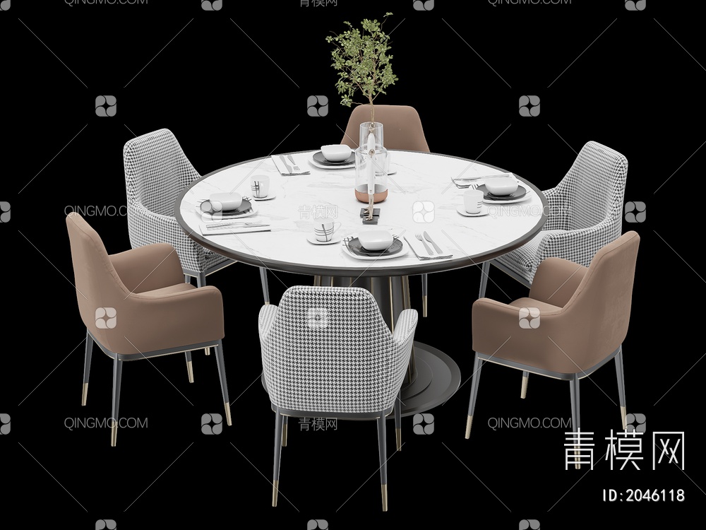 家具 餐桌餐椅组合3D模型下载【ID:2046118】