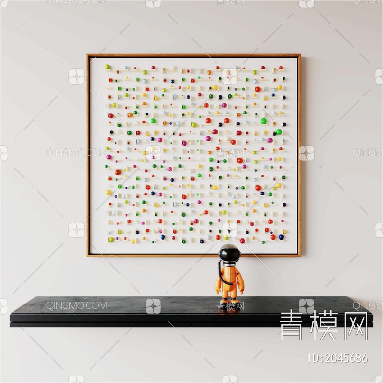 多巴胺 抽象 彩色 卡通 儿童 装置 艺术 阵列 组合 立体 墙饰  挂画3D模型下载【ID:2045686】