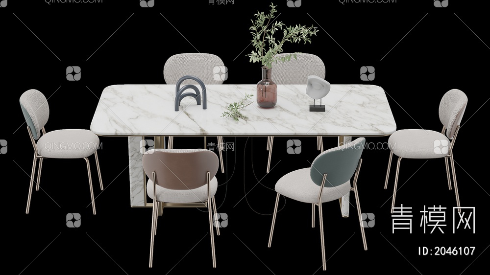 家具 餐桌餐椅组合3D模型下载【ID:2046107】