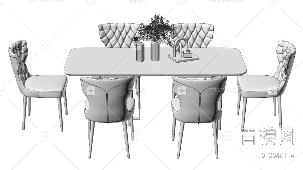 家具 餐桌餐椅组合3D模型下载【ID:2046114】