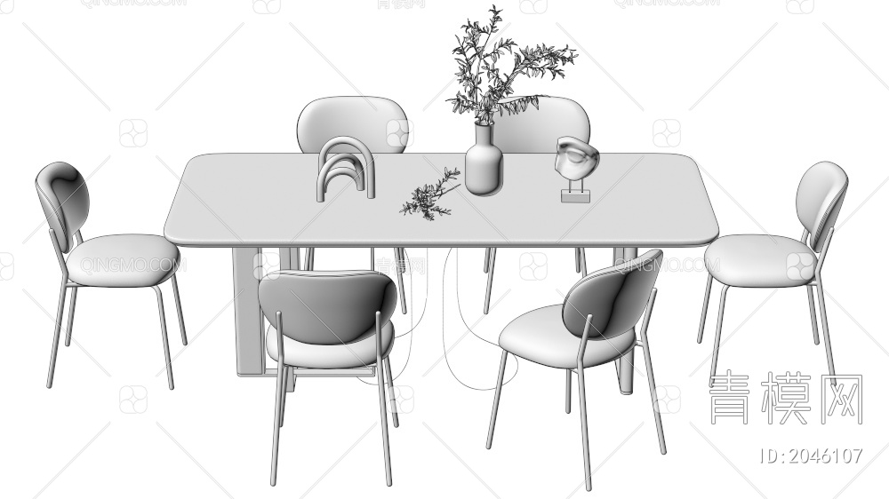 家具 餐桌餐椅组合3D模型下载【ID:2046107】