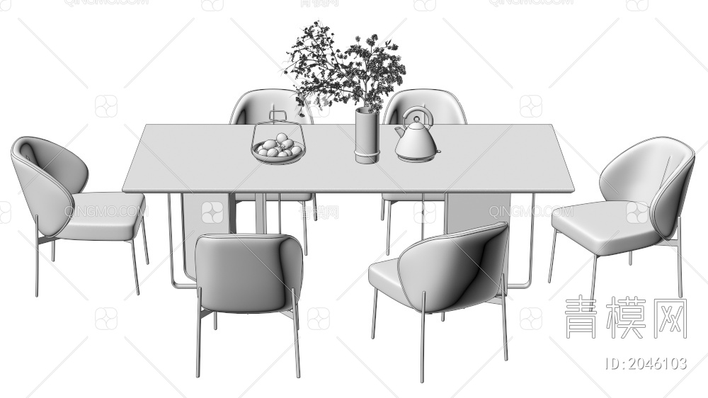 家具 餐桌餐椅组合3D模型下载【ID:2046103】