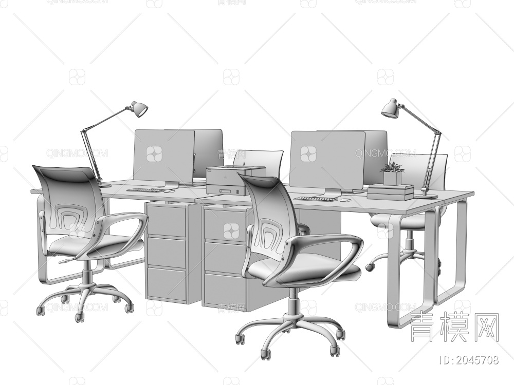 办公桌椅3D模型下载【ID:2045708】