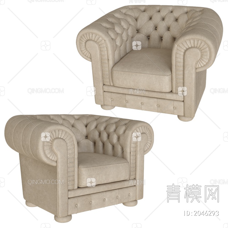 Poltrona单人沙发3D模型下载【ID:2046293】