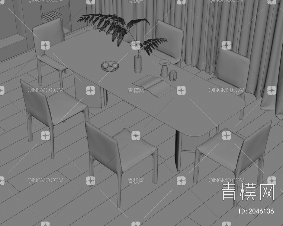 餐桌椅3D模型下载【ID:2046136】
