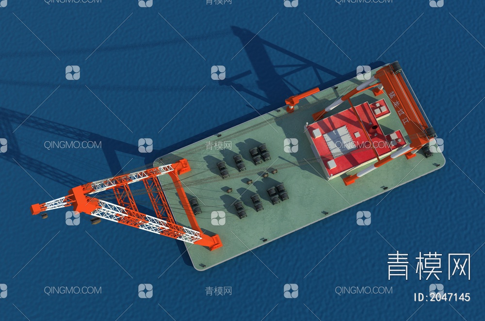 浮吊船 运输船 施工船3D模型下载【ID:2047145】