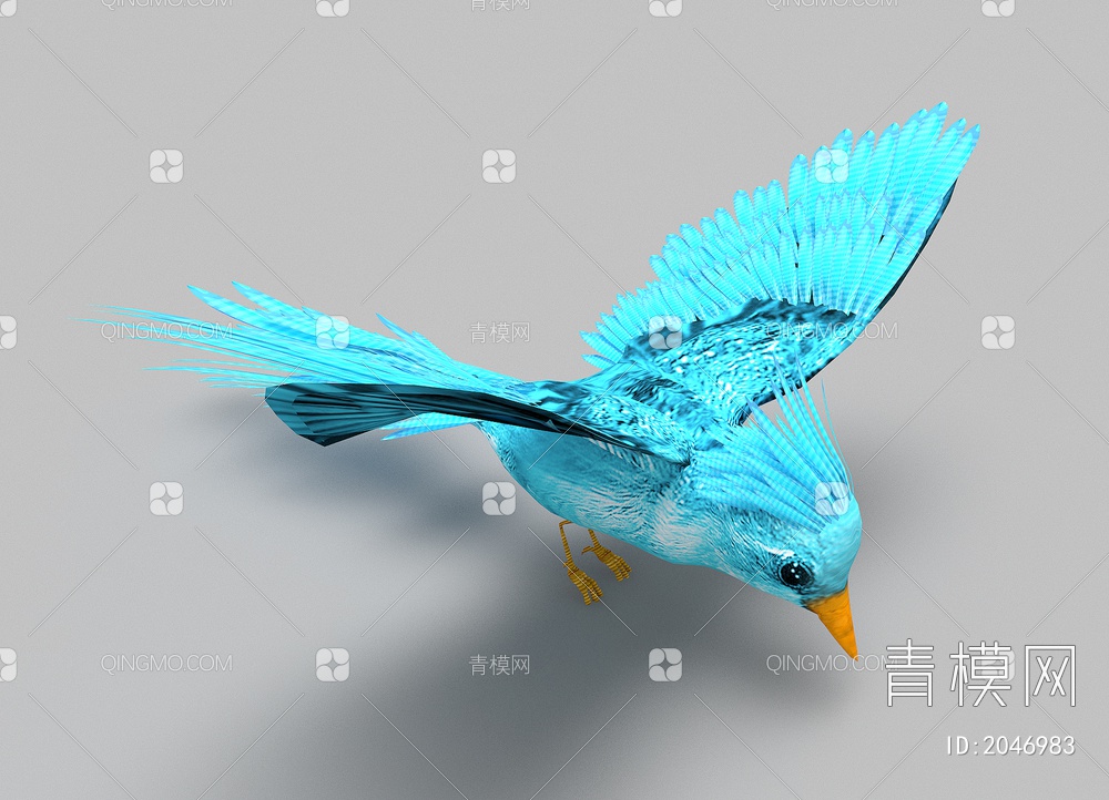 蓝色小鸟3D模型下载【ID:2046983】