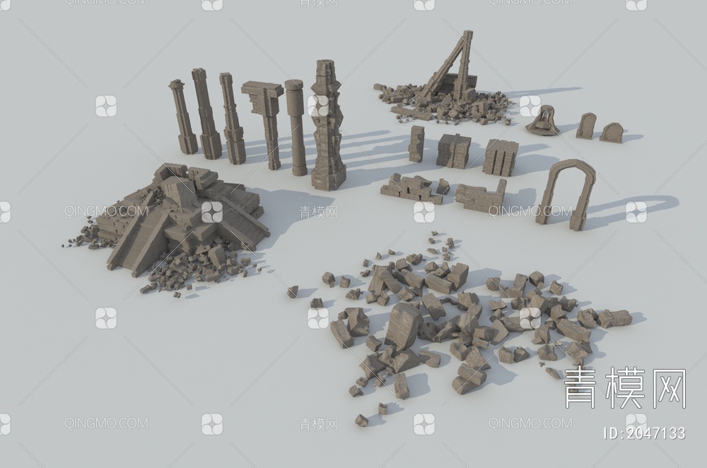 神庙废墟，3D模型下载【ID:2047133】