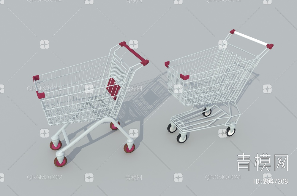 超市购物车，手推车3D模型下载【ID:2047208】