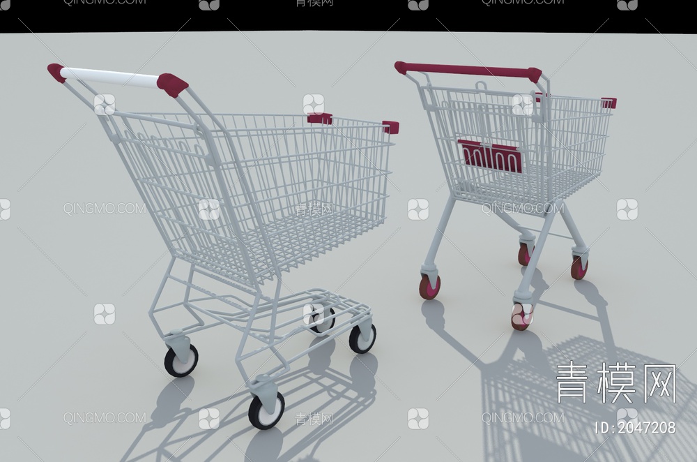 超市购物车，手推车3D模型下载【ID:2047208】
