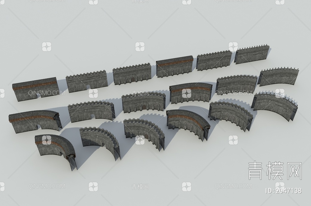 城堡城墙 围墙 防御3D模型下载【ID:2047138】