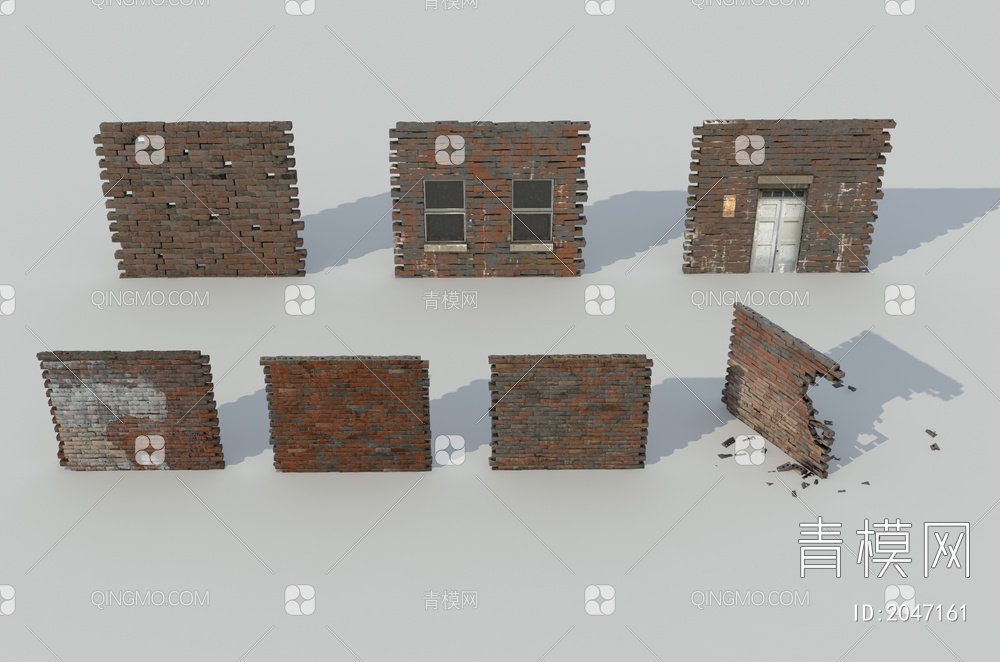 废旧墙体 砖头 门窗3D模型下载【ID:2047161】