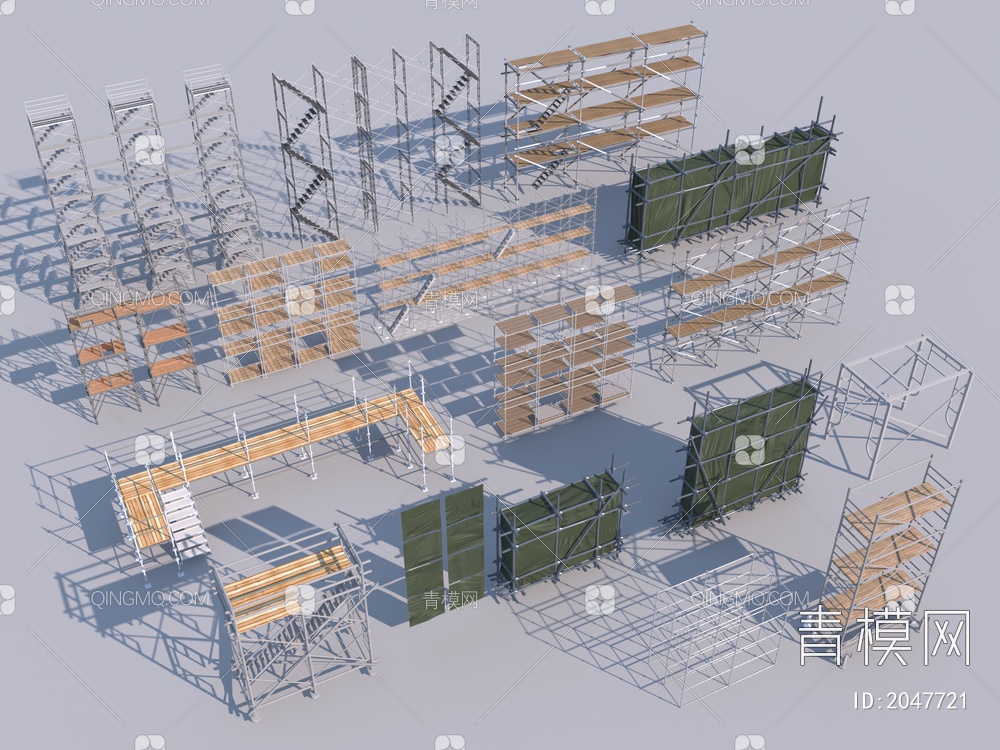 筑脚手架_建筑施工现场器材3D模型下载【ID:2047721】