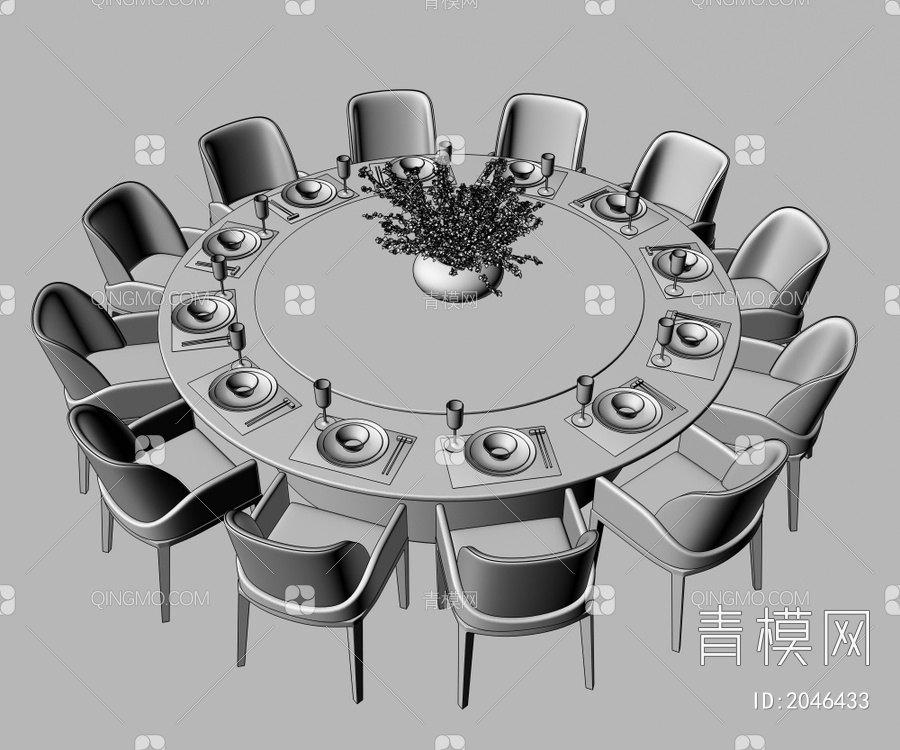 餐桌椅组合3D模型下载【ID:2046433】