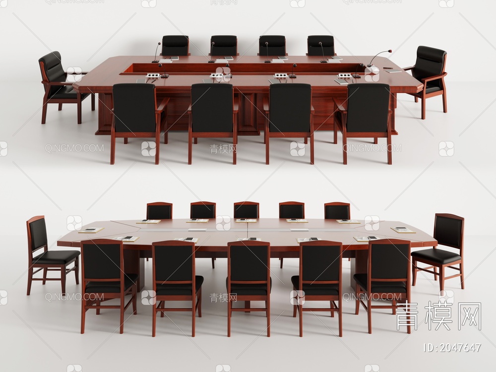 会议桌椅3D模型下载【ID:2047647】