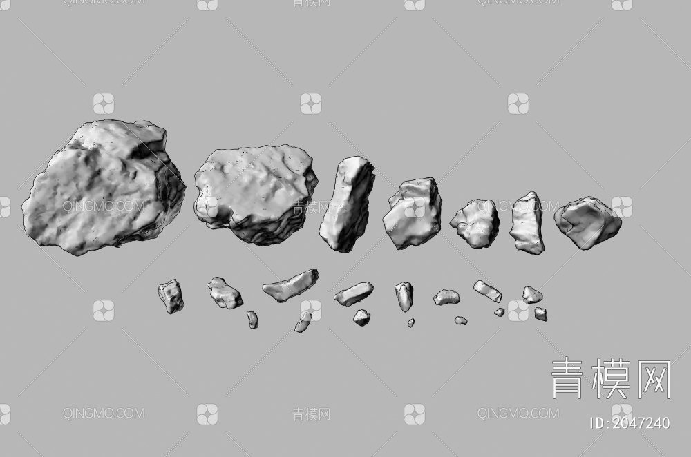 石头，岩石，碎石3D模型下载【ID:2047240】