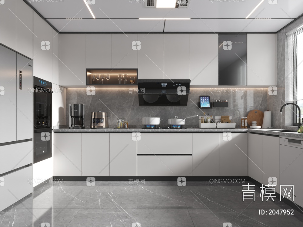 开放式厨房3D模型下载【ID:2047952】