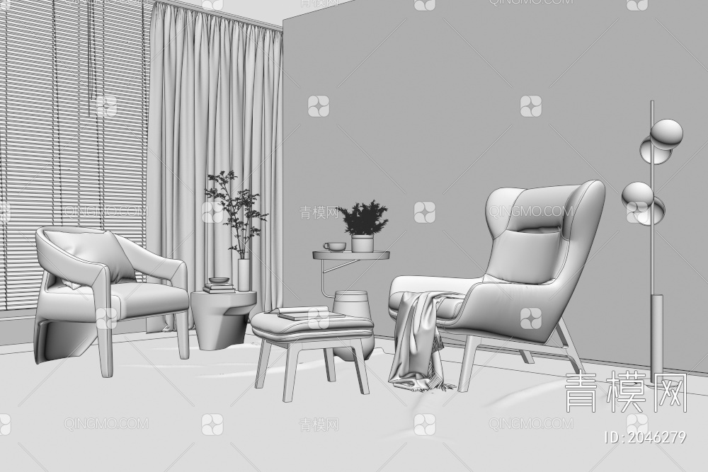 休闲椅 休闲沙发  单人沙发 单人休闲椅3D模型下载【ID:2046279】