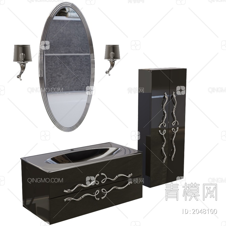 Amanti浴室洗手台套装组合3D模型下载【ID:2048100】