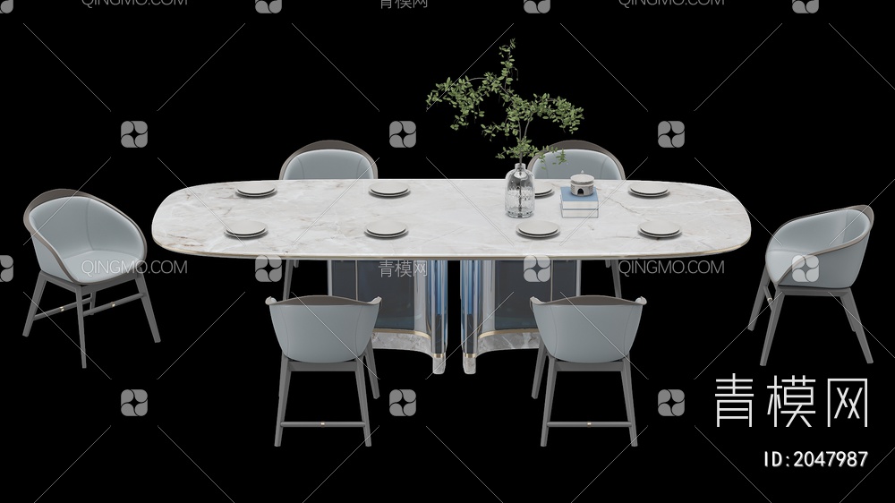 家具 餐桌餐椅组合3D模型下载【ID:2047987】