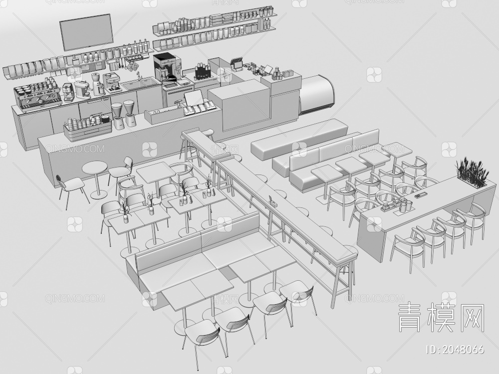 咖啡店素材3D模型下载【ID:2048066】