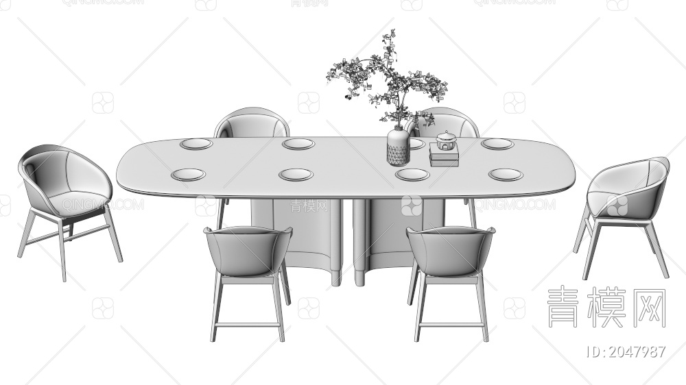 家具 餐桌餐椅组合3D模型下载【ID:2047987】