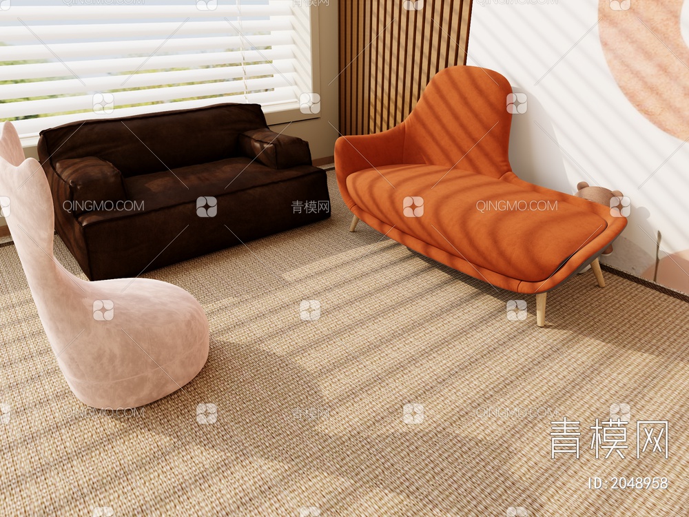 单人沙发、沙发椅3D模型下载【ID:2048958】