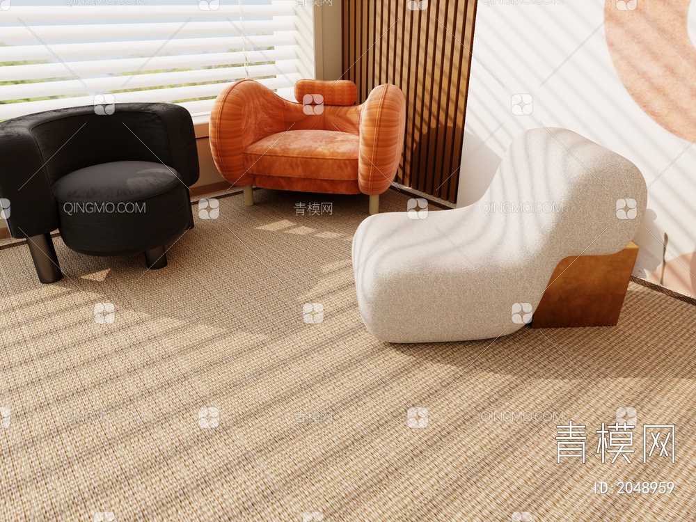 单人沙发、沙发椅3D模型下载【ID:2048959】