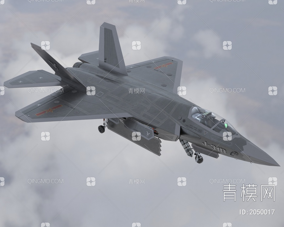 J31歼31鹘鹰中国在研隐身战斗机代号FC31飞机低配版3D模型下载【ID:2050017】