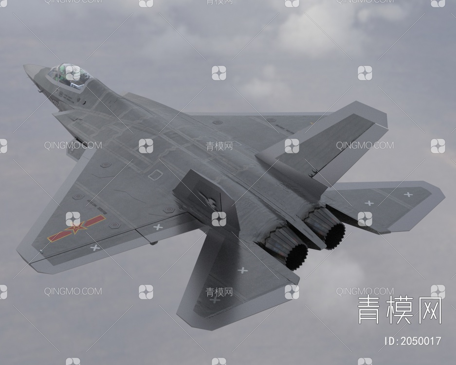 J31歼31鹘鹰中国在研隐身战斗机代号FC31飞机低配版3D模型下载【ID:2050017】