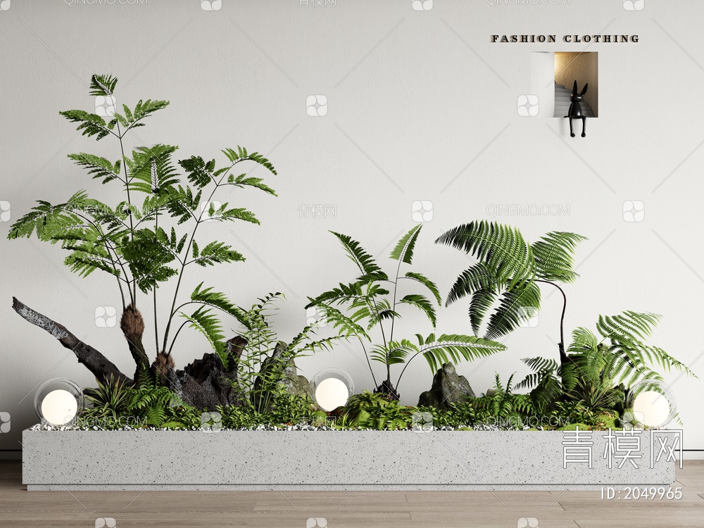 绿植花箱 室内植物造景 蕨类植物组合 植物堆 微景观3D模型下载【ID:2049965】