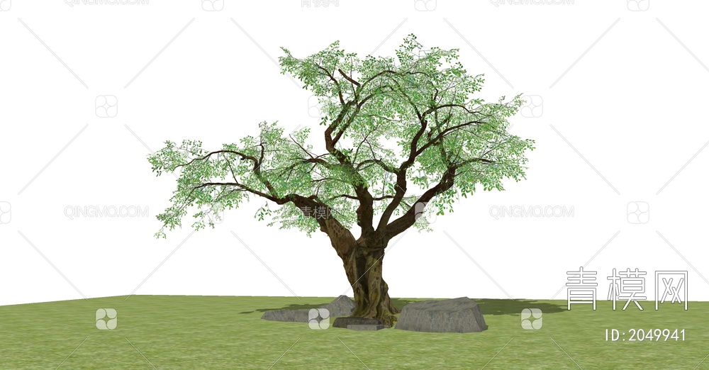 绿色植物树SU模型下载【ID:2049941】