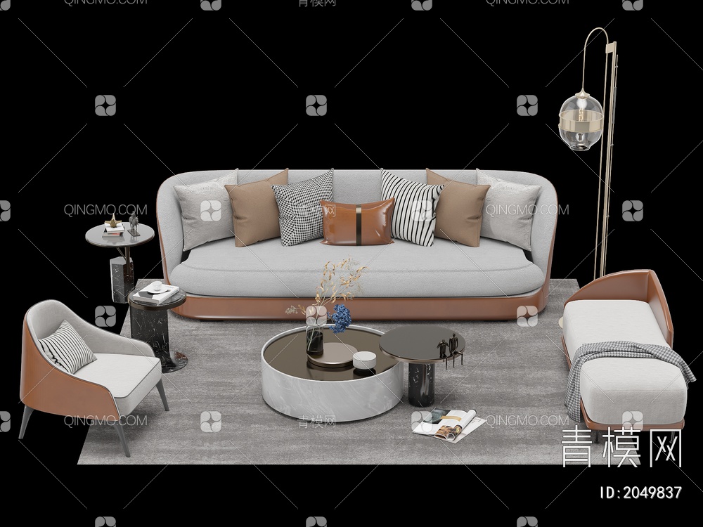 沙发茶几组合 单人沙发 双人沙发 多人沙发3D模型下载【ID:2049837】