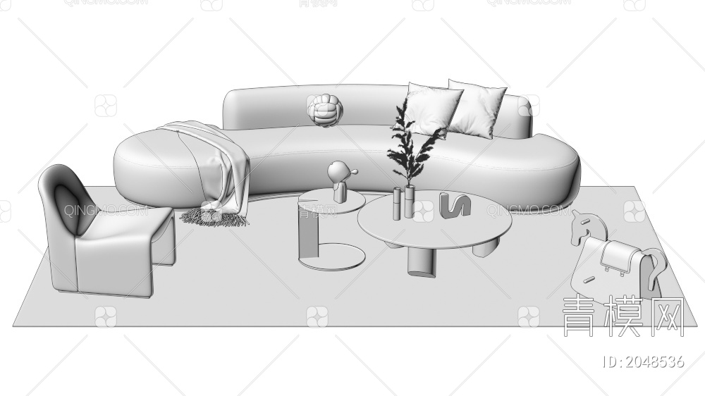 沙发茶几组合 单人沙发 双人沙发 多人沙发3D模型下载【ID:2048536】