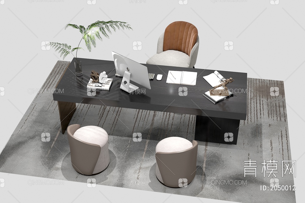 办公桌椅  电脑桌椅组合3D模型下载【ID:2050012】
