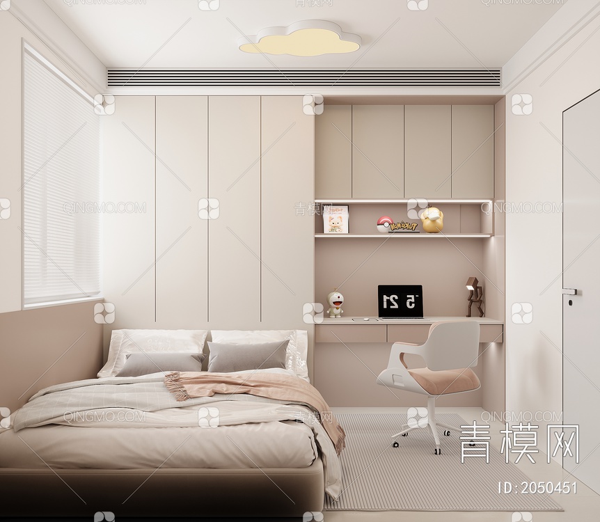 家居卧室 双人床 主卧 饰品摆件3D模型下载【ID:2050451】